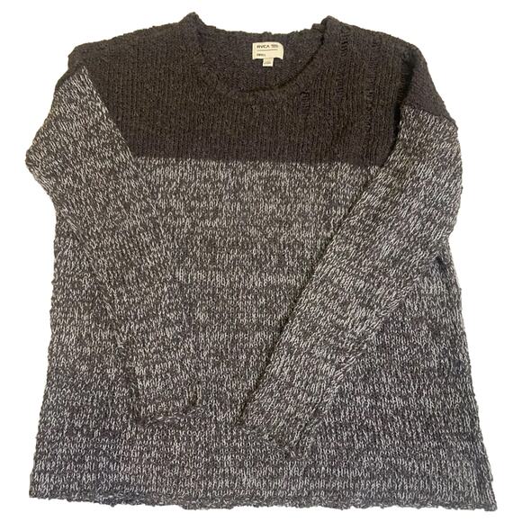 RVCA Sweater Womens Small Brown Tweed 100% Acrylic Skater Chunky Knit Pullover - Picture 1 of 10